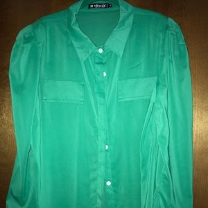 Beautiful green silk blouse size XL